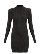 Matchesfashion.com Balmain - High-neck Lam Knitted Mini Dress - Womens - Black