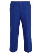 Matchesfashion.com Gucci - Mid Rise Wide Leg Cotton Trousers - Mens - Blue