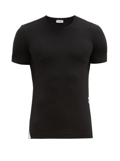 Matchesfashion.com Dolce & Gabbana - Logo Print Cotton Blend T Shirt - Mens - Black