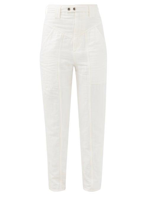 Isabel Marant - Kaori Cotton-blend Straight-leg Trousers - Womens - White