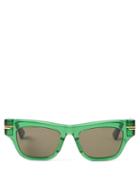 Bottega Veneta - Ribbon Cat-eye Acetate Sunglasses - Womens - Green
