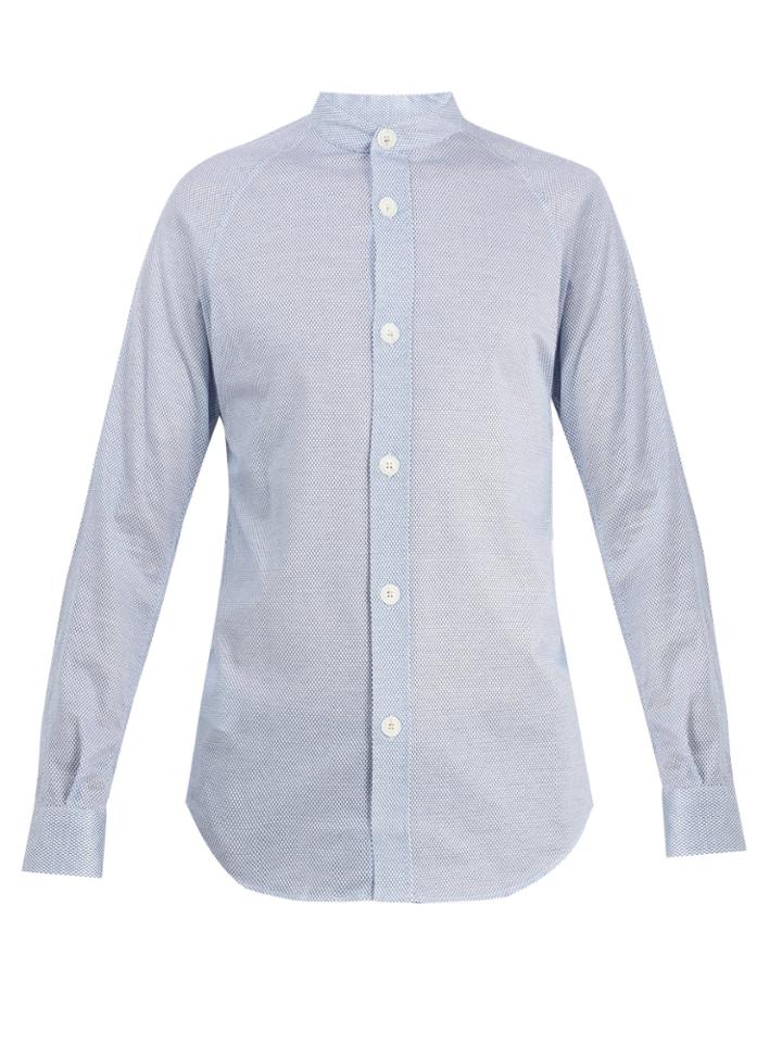 Giorgio Armani Grandad-collar Jacquard Cotton Shirt