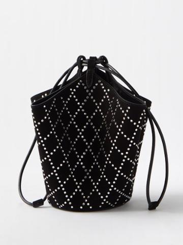 Khaite - Lotus Crystal-embellished Suede Drawstring Bag - Womens - Black Silver