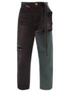 Mihara Yasuhiro - Combined Straight-leg Cotton-twill Chino Jeans - Mens - Black