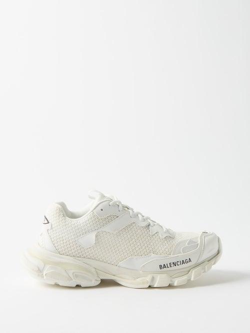 Balenciaga - Track.3 Destroyed-effect Mesh And Nylon Trainers - Womens - White