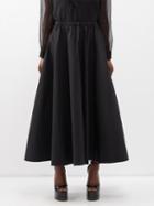 Valentino - High-rise Silk-twill A-line Skirt - Womens - Black