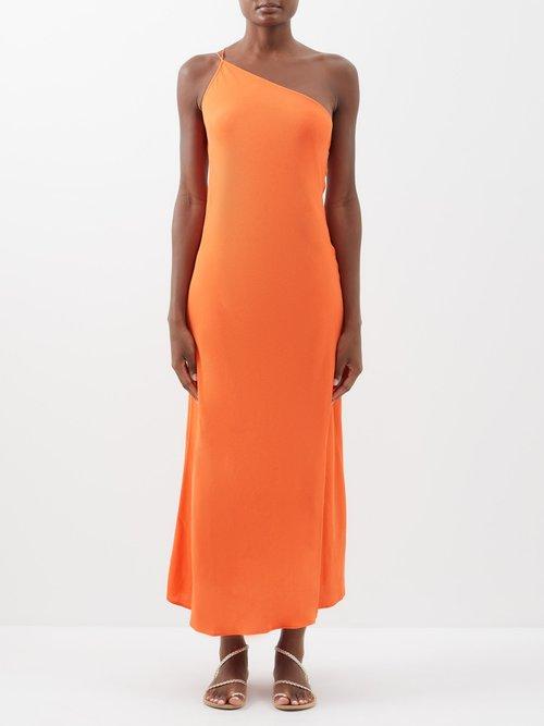 Three Graces London - Shalom One-shoulder Crepe Dress - Womens - Mid Orange