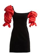 Matchesfashion.com Isa Arfen - Drama Sleeve Velvet Mini Dress - Womens - Black Red