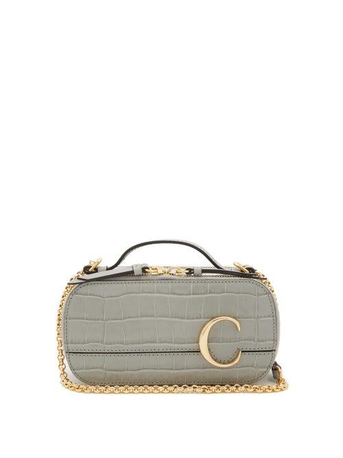 Matchesfashion.com Chlo - C Crocodile-debossed Leather Vanity Bag - Womens - Grey