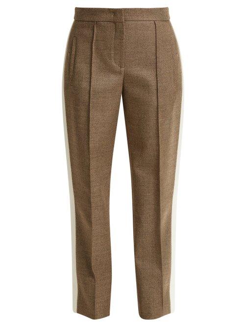 Matchesfashion.com Fendi - Side Stripe Wool Blend Twill Trousers - Womens - Grey