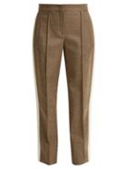 Matchesfashion.com Fendi - Side Stripe Wool Blend Twill Trousers - Womens - Grey