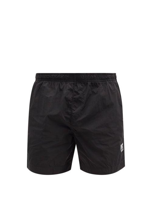 Matchesfashion.com C.p. Company - Logo-patch Garment-dyed Chrome Swim Shorts - Mens - Black