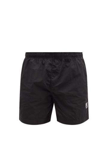 Matchesfashion.com C.p. Company - Logo-patch Garment-dyed Chrome Swim Shorts - Mens - Black