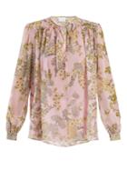 Giambattista Valli Cascade Ivy-print Silk-georgette Blouse