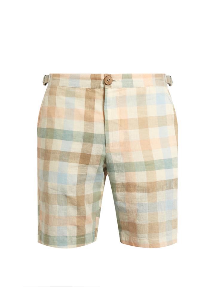 Oliver Spencer Checked-print Cotton-blend Shorts