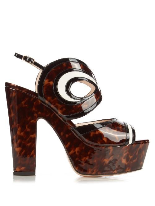 Nicholas Kirkwood Graffiti Cut-out Leather Platform Sandals