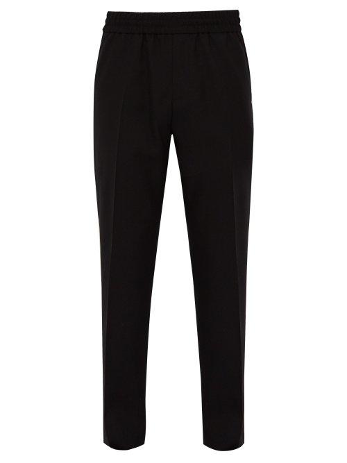 Matchesfashion.com Givenchy - Logo Embroidered Wool Twill Trousers - Mens - Black