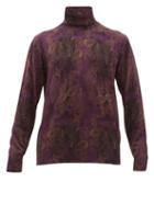 Matchesfashion.com Etro - Paisley Print Roll Neck Wool Sweater - Mens - Purple