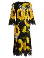 Dolce & Gabbana Sunflower-print Cady Midi Dress