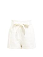 Matchesfashion.com Frame - High Rise Linen Blend Shorts - Womens - White