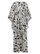 Matchesfashion.com La Doublej - Circe Floral-print Maxi Kaftan Dress - Womens - Black White