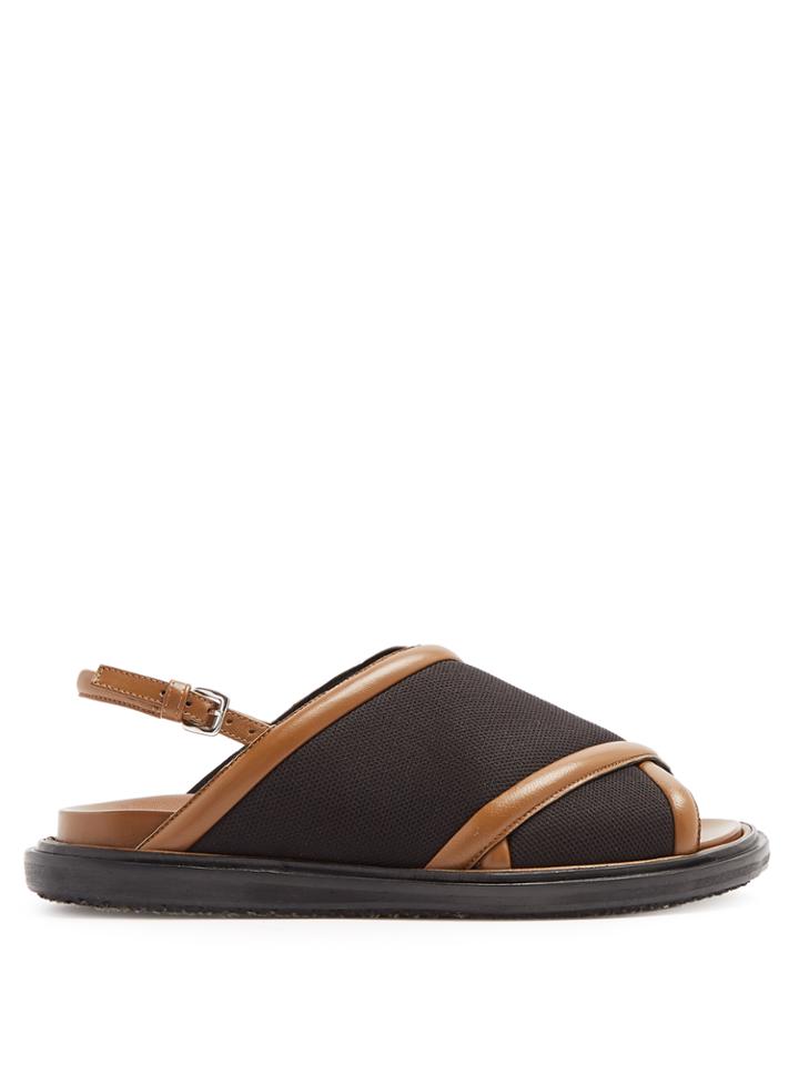 Marni Mesh And Leather Cross-strap Sandals