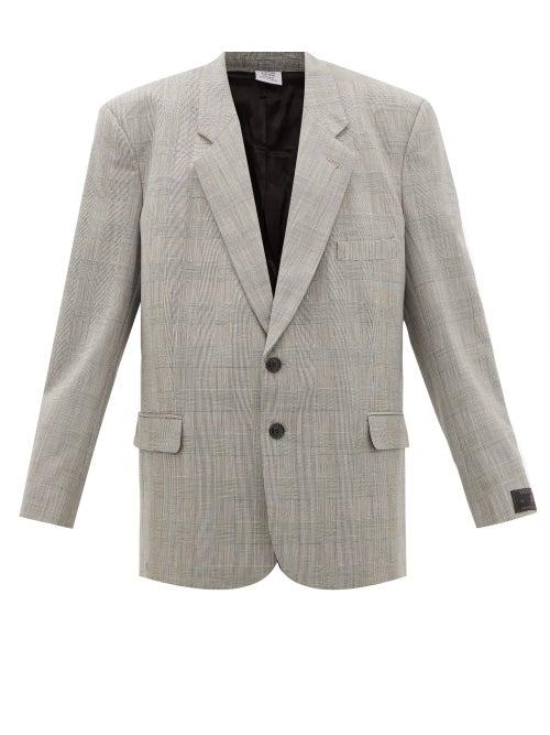 Matchesfashion.com Vetements - Single-breasted Prince Of Wales-checked Blazer - Womens - Grey