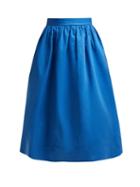 Matchesfashion.com Marni - High Rise Cotton Drill Midi Skirt - Womens - Blue