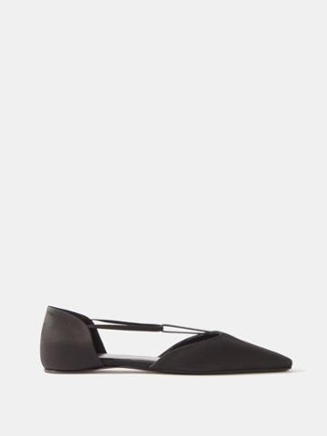 Toteme - Almond-toe Faille Flat Sandals - Womens - Black