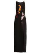 Versace Embroidered Sleeveless Silk-cady Gown