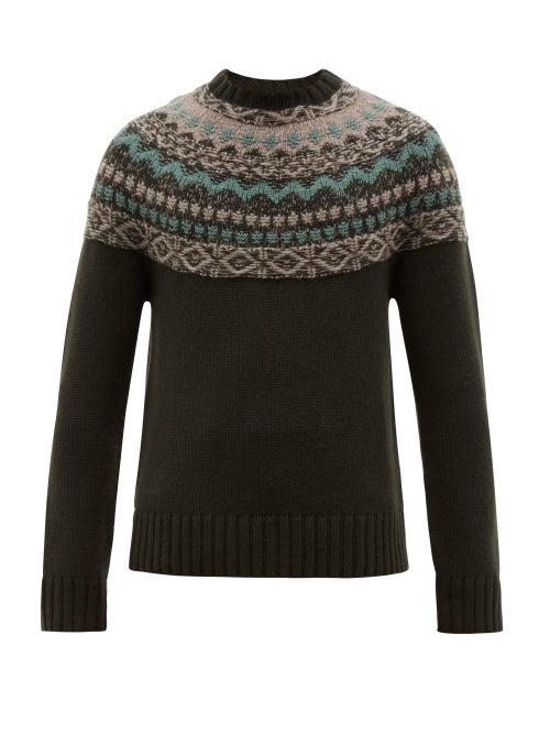 Matchesfashion.com Iris Von Arnim - Halifax Jacquard Cashmere Sweater - Mens - Green Multi