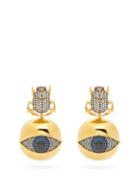 Matchesfashion.com Begum Khan - Scarab Golden Eye 24kt Gold-plated Clip Earrings - Womens - Blue Gold