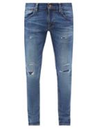 Nudie Jeans - Tight Terry Distressed Skinny-leg Jeans - Mens - Blue