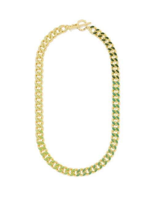Fry Powers - Grass Enamel & 14kt Gold-plated Necklace - Womens - Green Multi