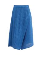 Matchesfashion.com Pleats Please Issey Miyake - Technical-pleated Panelled Skirt - Womens - Blue