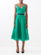 Erdem - Donna Floral-embroidered Silk Midi Dress - Womens - Green