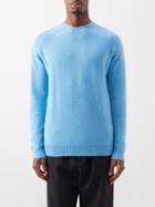 Sunspel - Crew-neck Raglan-sleeve Wool Sweater - Mens - Blue