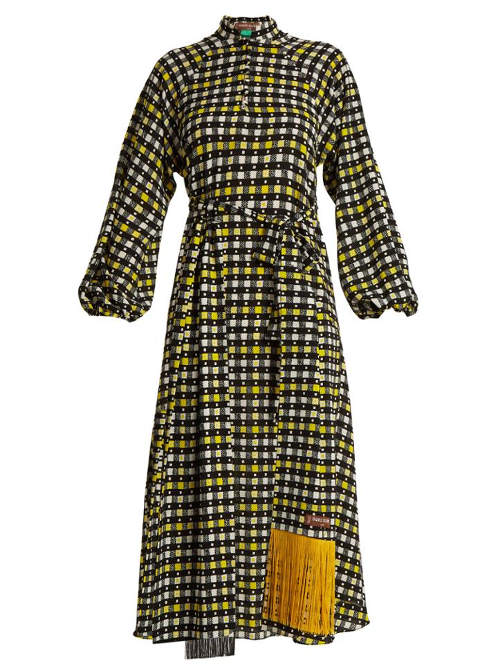 Duro Olowu Napoli Check-print Puff-sleeved Dress