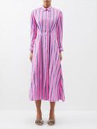 Evi Grintela - Patty Striped Cotton-poplin Shirt Dress - Womens - Pink Blue