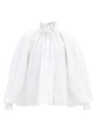 Matchesfashion.com Mm6 Maison Margiela - Ruffled Cotton-poplin Blouse - Womens - White