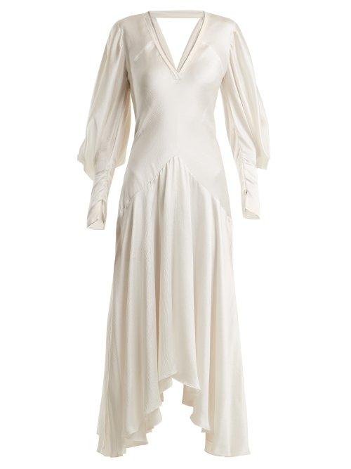 Matchesfashion.com Roksanda - Zenku Asymmetric Hem Silk Dress - Womens - Ivory