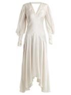 Matchesfashion.com Roksanda - Zenku Asymmetric Hem Silk Dress - Womens - Ivory