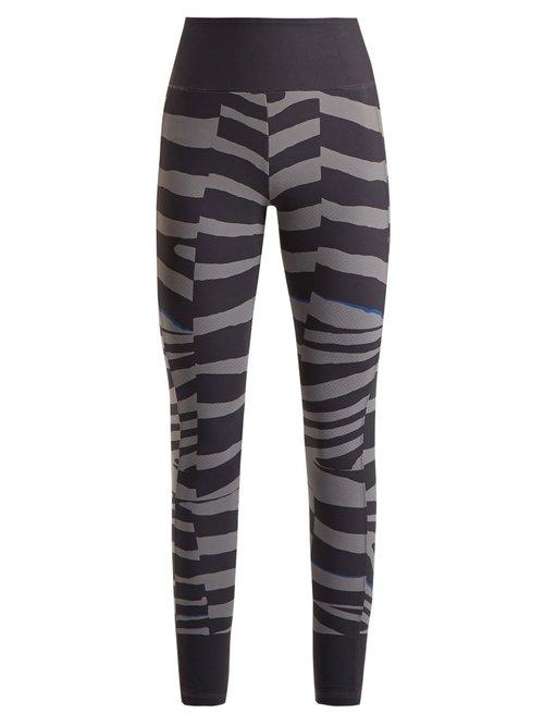Matchesfashion.com Adidas By Stella Mccartney - Train Miracle Tiger Stripe Print Leggings - Womens - Grey Multi