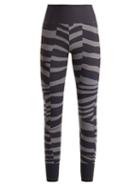 Matchesfashion.com Adidas By Stella Mccartney - Train Miracle Tiger Stripe Print Leggings - Womens - Grey Multi