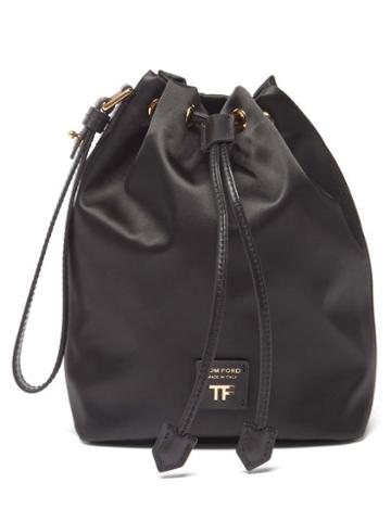 Tom Ford - Wristlet Small Leather-trimmed Nylon Bucket Bag - Womens - Black