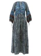 Matchesfashion.com D'ascoli - Leela Floral Print Silk Maxi Dress - Womens - Blue Print