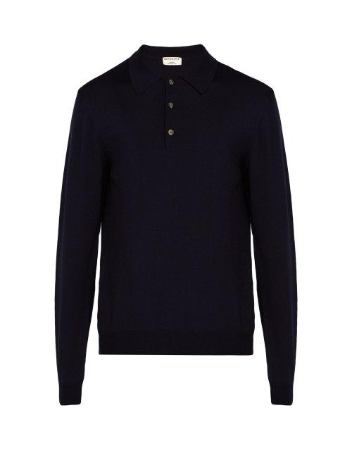 Matchesfashion.com Ditions M.r - Maxime Wool Polo Shirt - Mens - Navy