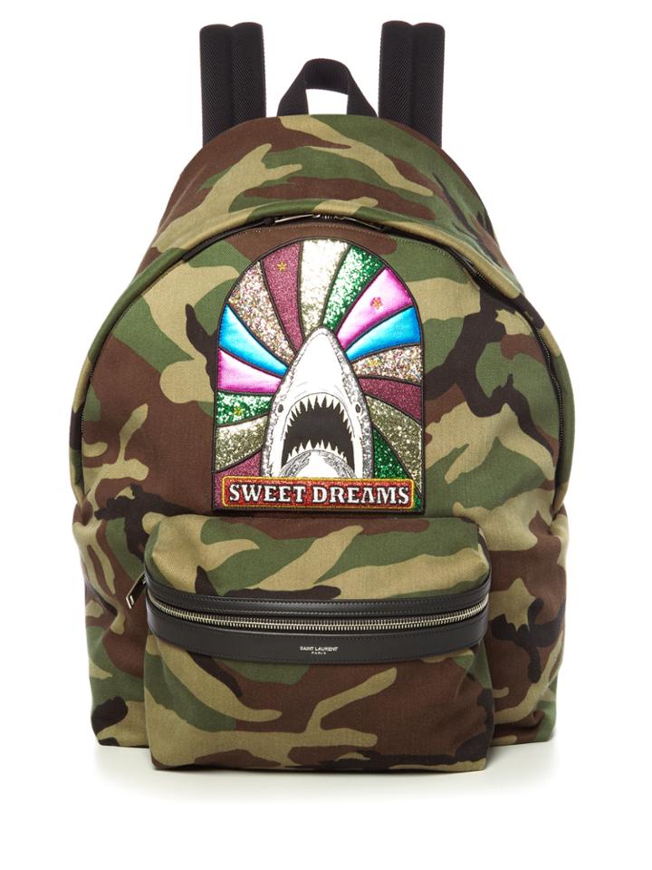 Saint Laurent Sweet Dreams-embellished Camouflage Backpack