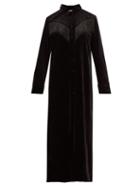 Matchesfashion.com Blaz Milano - Etoile Beaded Fringe Velvet Shirtdress - Womens - Black