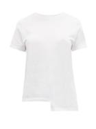 Matchesfashion.com Loewe - Asymmetric Hem Logo Embroidered Cotton T Shirt - Womens - White